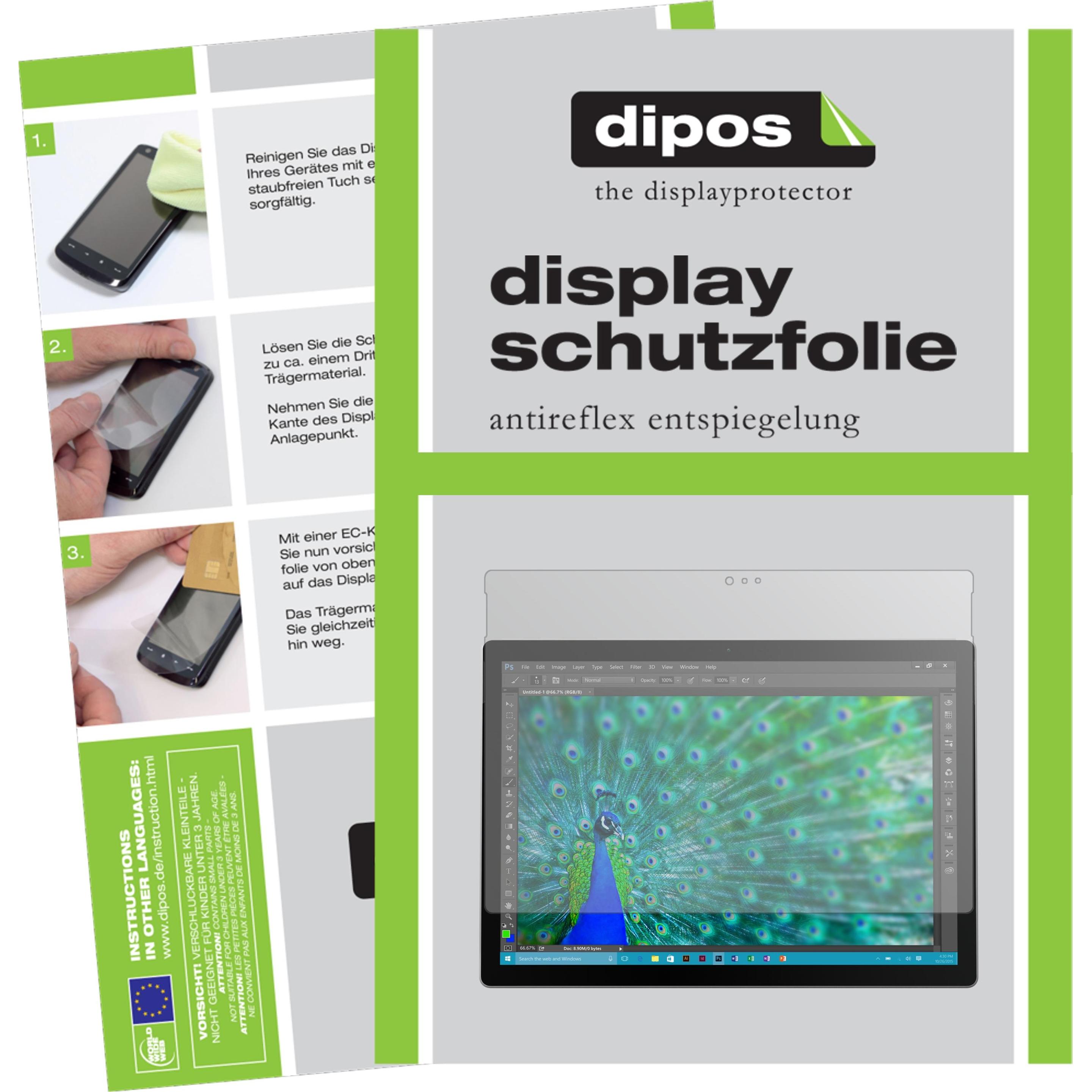 Dipos Displayschutzfolie Antireflex (3 Stück, Microsoft Surface Pro 3), Tablet Schutzfolie
