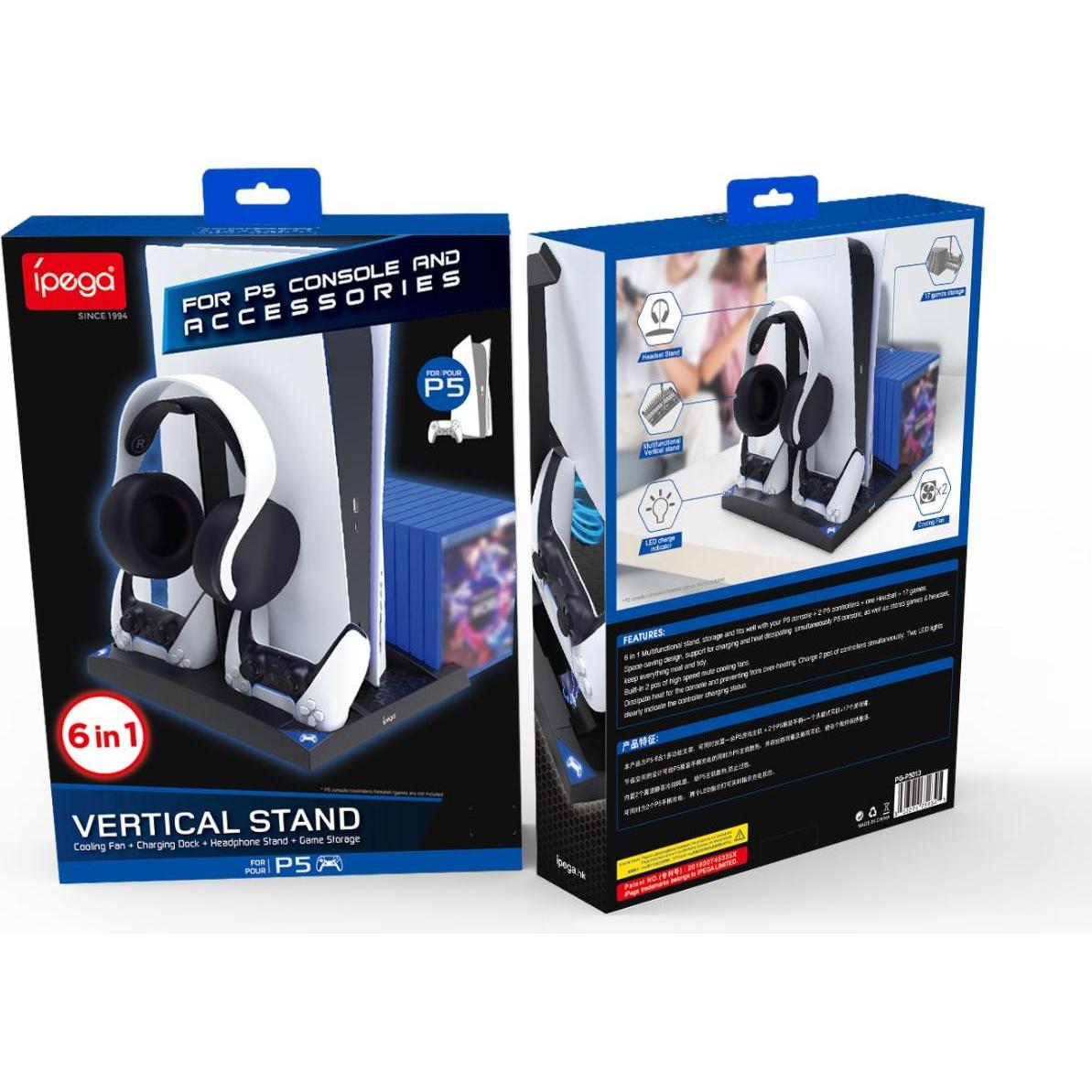 iLike iPega P5013 Charger and Cooling Station for PS5 and PS5 Controller Black (Damaged Package) (PS5), Accessori per controller gaming, Nero