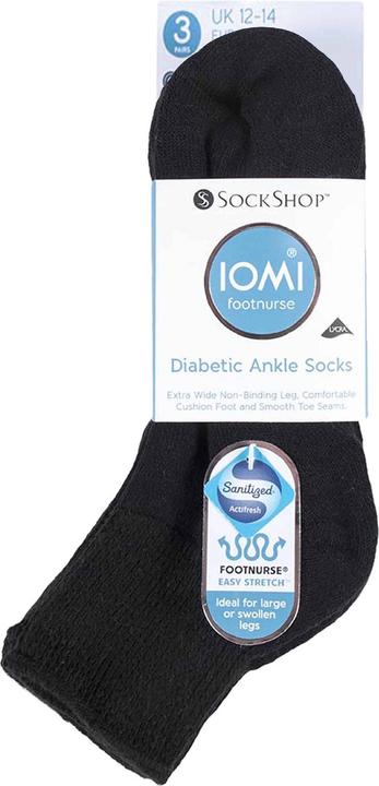 IOMI 3er Pack Kurz Diabetikersocken Extra Weit | Baumwolle Sneaker Socken