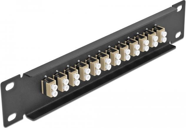 Image du produit Delock 10? Panneau de brassage FO 12 ports LC Duplex beige 1 UH noir
