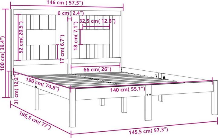 Image du produit vidaXL Bettgestell (140 x 200 cm)
