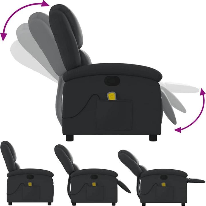 Image du produit VidaXL Fauteuil de massage noir cuir véritable,Couleur : noir,Matériaux