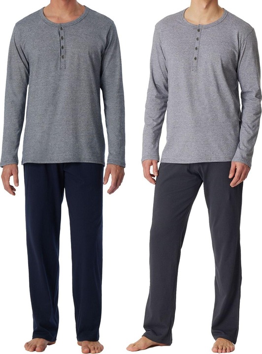 Produktbild Schiesser langer Herren Pyjama / Schlafanzug mit Knopfleiste (52)