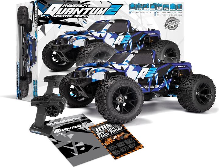 Image du produit Maverick Quantum2 MT 1/10th Monster Truck - Blue (Presque prêt à être conduite)