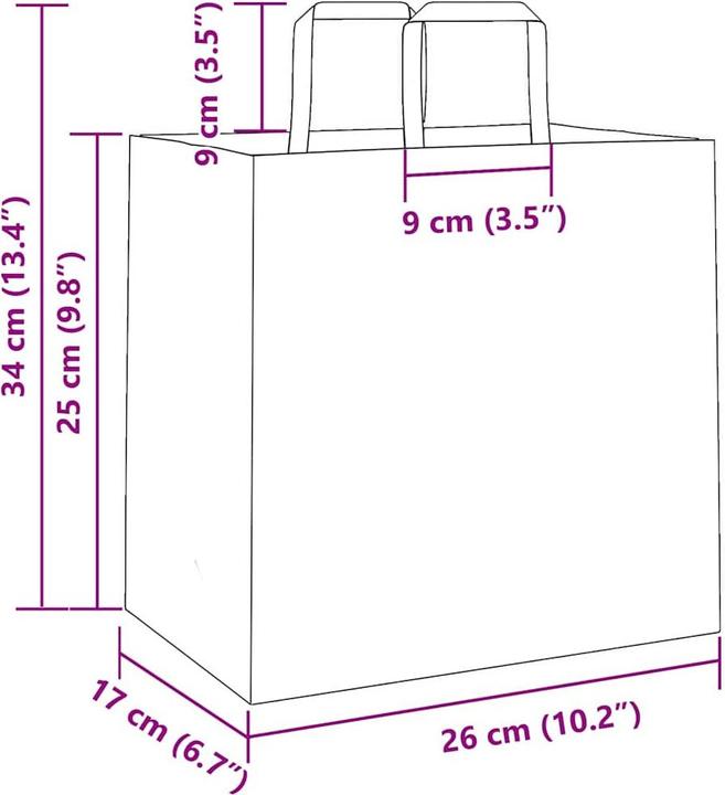 Produktbild VidaXL Kraftpapiertüten 250 Stk. mit Henkel Grün 26x17x25 cm Papiertüte (Geschenktüte, 250 x)