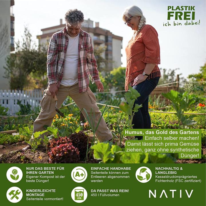Produktbild Nativ Garten Komposter aus Holz (450 Liter) (450 l)