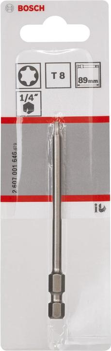 Produktbild Bosch Professional Zubehör Schrauberbit Extra-Hart T8, 89 mm, 1er-Pack (Innensechsrund TX)