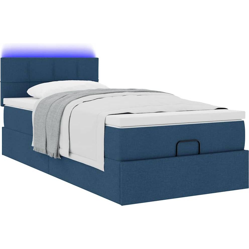 VidaXL, Bett, Ottoman-Bett mit Matratze Blau 90x190 cm Stoff (90 x 190 cm)