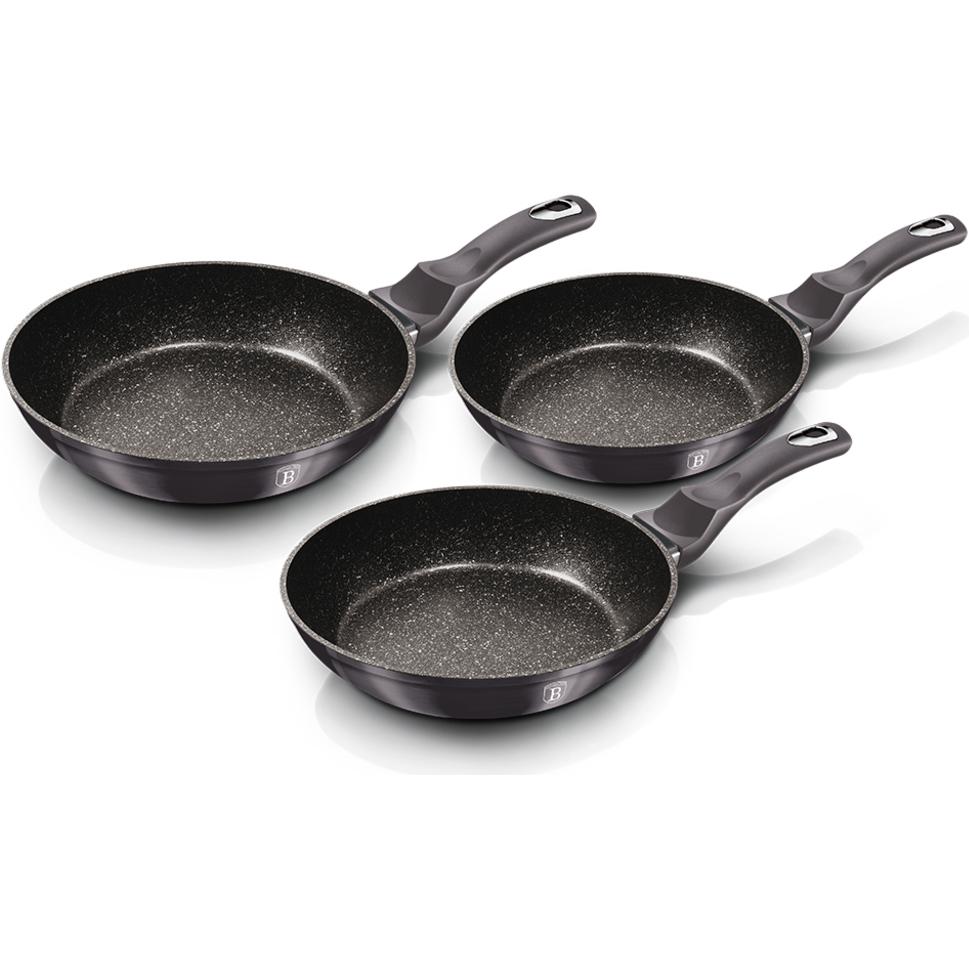 BerlingerHaus Bratpfannenset 3 Teile, Carbon Pro Edition, Pfanne + Kochtopf, Grau