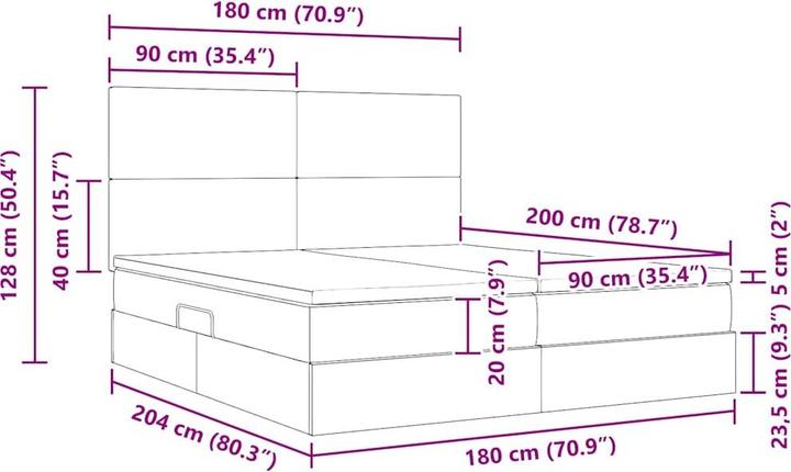 Produktbild vidaXL Bettmatratze mit Stauraum (Schaumstoffkern, 180 x 200 cm)
