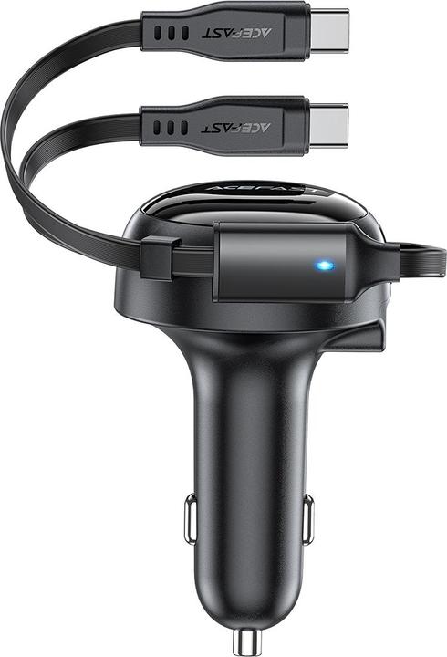 Produktbild Acefast Car Charger B13, 53W, 2xUSB-C, with retractable cable (black)