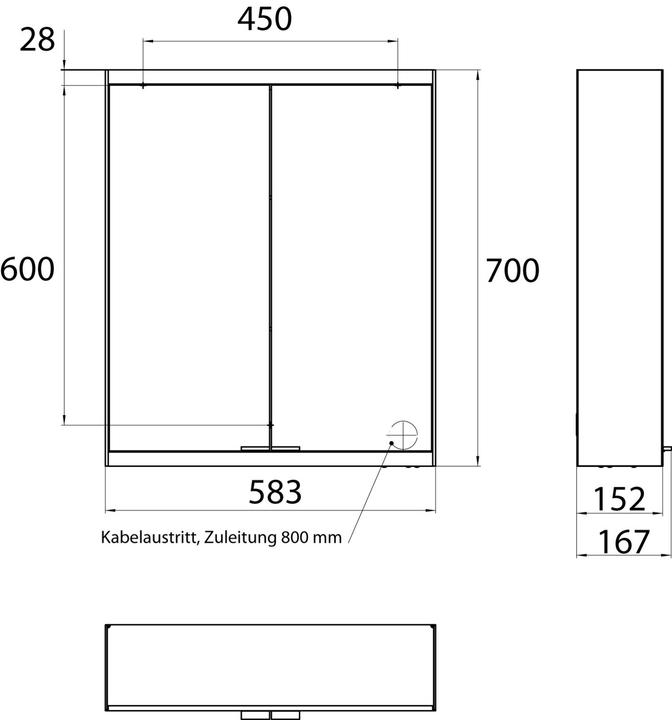 Produktbild Emco prime Facelift Lichtspiegelschrank, 600 mm, 2 Türen, mit verspiegelten Seitenwänden, Aufputzm