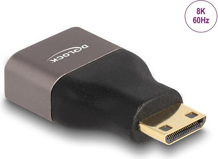 Delock HDMI Adapter Mini-C Stecker zu A Buchse 8K 60 Hz grau Metall (HDMI, 3.50 cm)