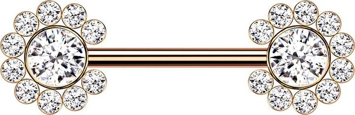 Immagine prodotto Star Piercing Threadless Barbell rosegold Sonne mit Kristallen silber (senza ottone, Acciaio chirurgico 316L)