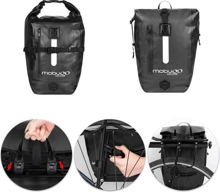 Immagine prodotto Mobygo Borsa impermeabile per bicicletta CB25L, nero (27 l, Borsa portapacchi)