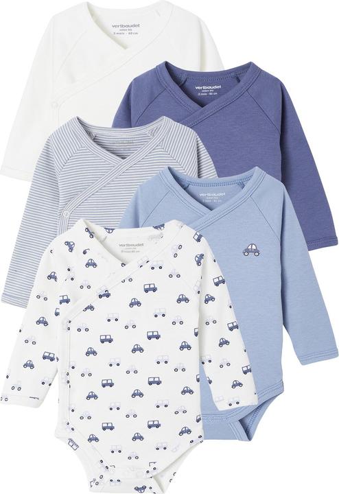 Actual product image Vertbaudet Bio-Kollektion: 5er-Pack Baby Wickelbodys, Langarm (68)