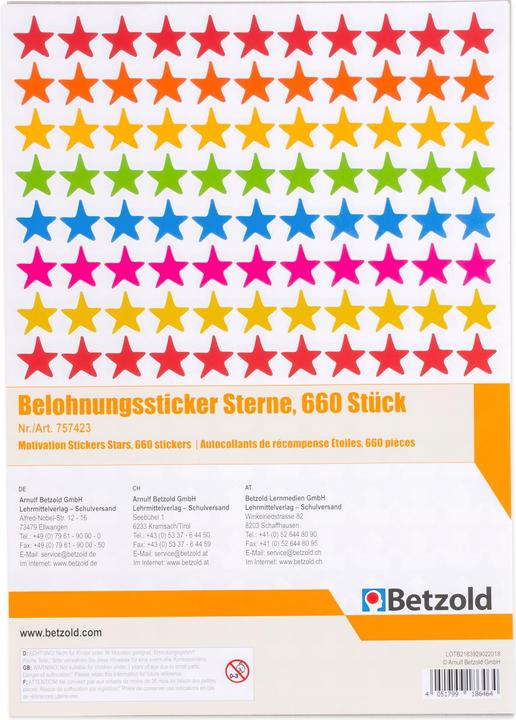 Produktbild Betzold Belohnungssticker bunte Sterne