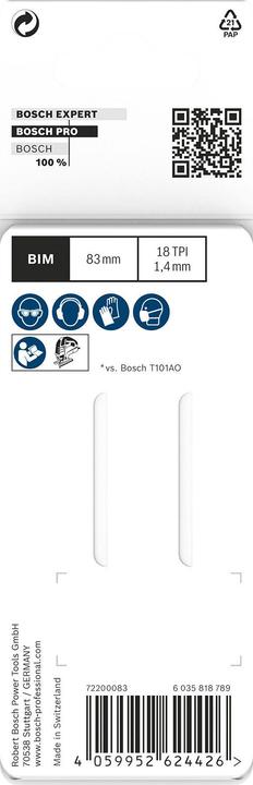 Image du produit Bosch Professional Zubehör Lame de scie sauteuse PRO Hardwood clean curve T101AOF, 83 mm, 2 pièces