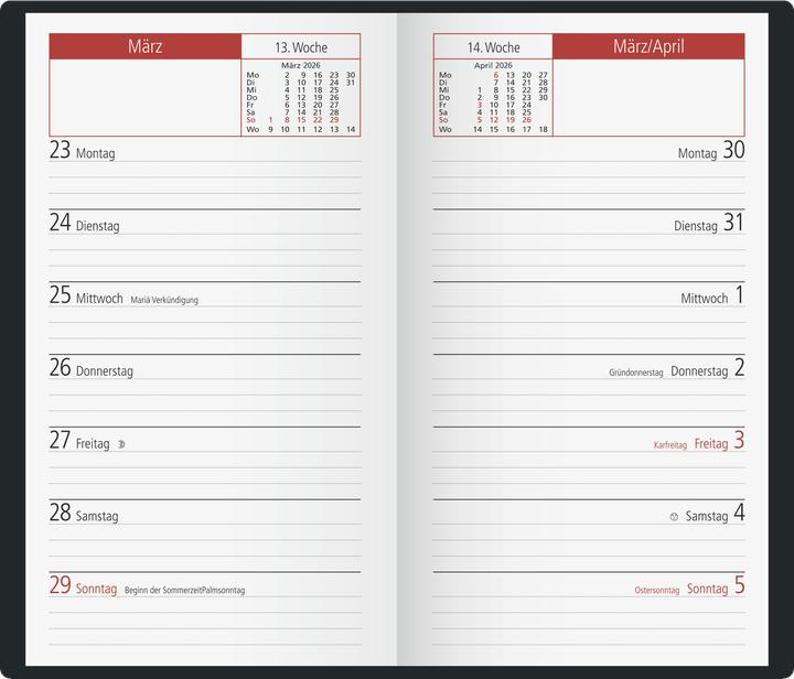 Actual product image rido/id 7012112296 | Taschenkalender Mod. TM 15 2026 | A6, Kunststoff, bordeaux (A6, German)