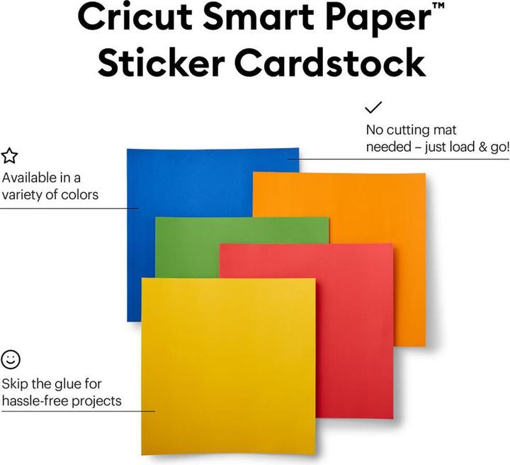 Immagine prodotto Cricut Carta adesiva Smart 30,5 x 30,5 cm, 10 fogli, Multicolore (210 g/m², 10 x)