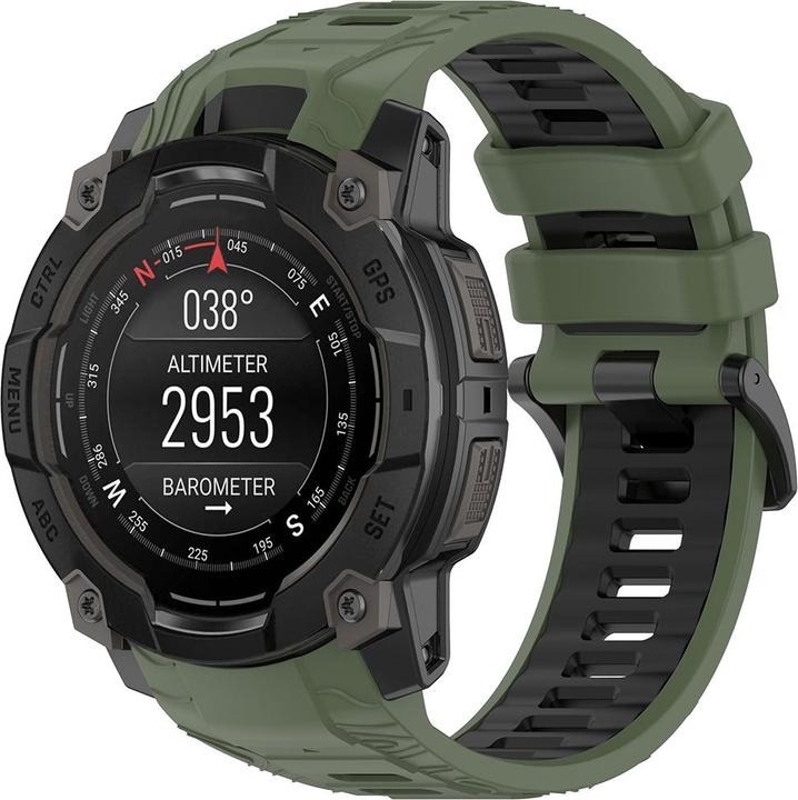 Actual product image Techsuit - Watchband 22mm (W077) - Garmin Instinct 3 50mm/Instinct 3 50mm Solar - Green (22 mm, Polycarbonate, Silicone)