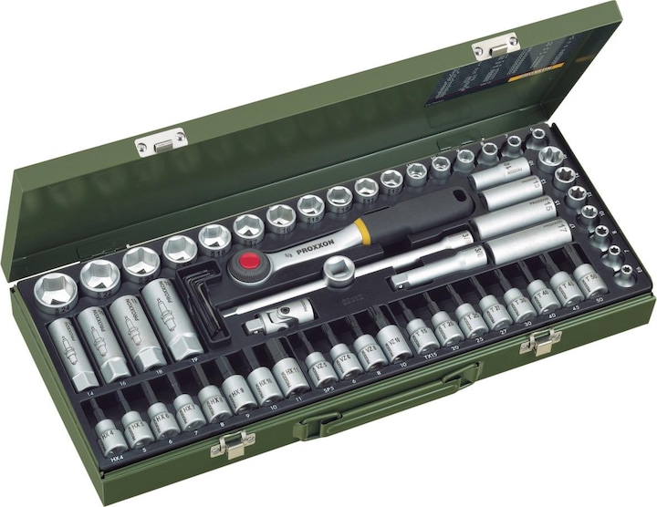 Actual product image Proxxon Super compact set with ratchet, 65 pieces (3/8")