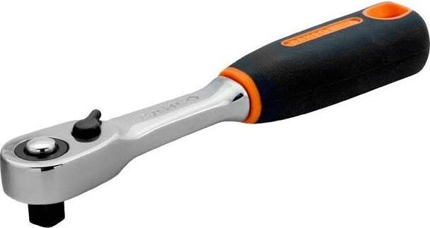 Actual product image Bahco 1/4" reversible ratchet with slim ratchet head, 72 teeth and 5° reverse swivel angle, 120 mm (1/4")