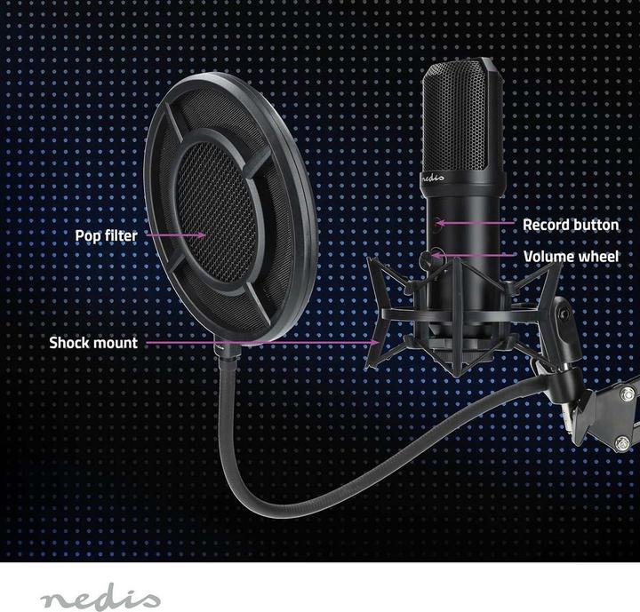 Immagine prodotto Nedis Microfono da gioco | Utilizzato per: Desktop / Notebook | USB Tipo-A | Interruttore On/Off | Filtro