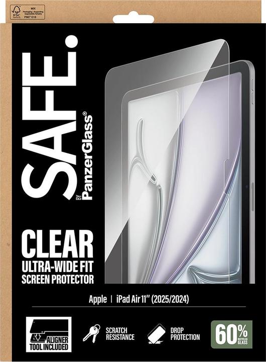 Produktbild PanzerGlass SAFE. Screen Protector iPad Air 11" (2024-2025) Ultra-Wide Fit (1 Stk., Apple iPad Air 11 2024, Apple iPad Air 11 2025)