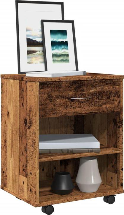 Actual product image vidaXL Rollcontainer Rollschrank Bürocontainer Büroschrank Schrank Altholz-Optik (46 x 36 x 59 cm)