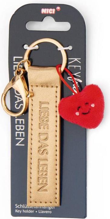 Produktbild Magni NICI Schlüsselanhänger Liebe das Leben Kunstlederband mit Herz gold 10cm