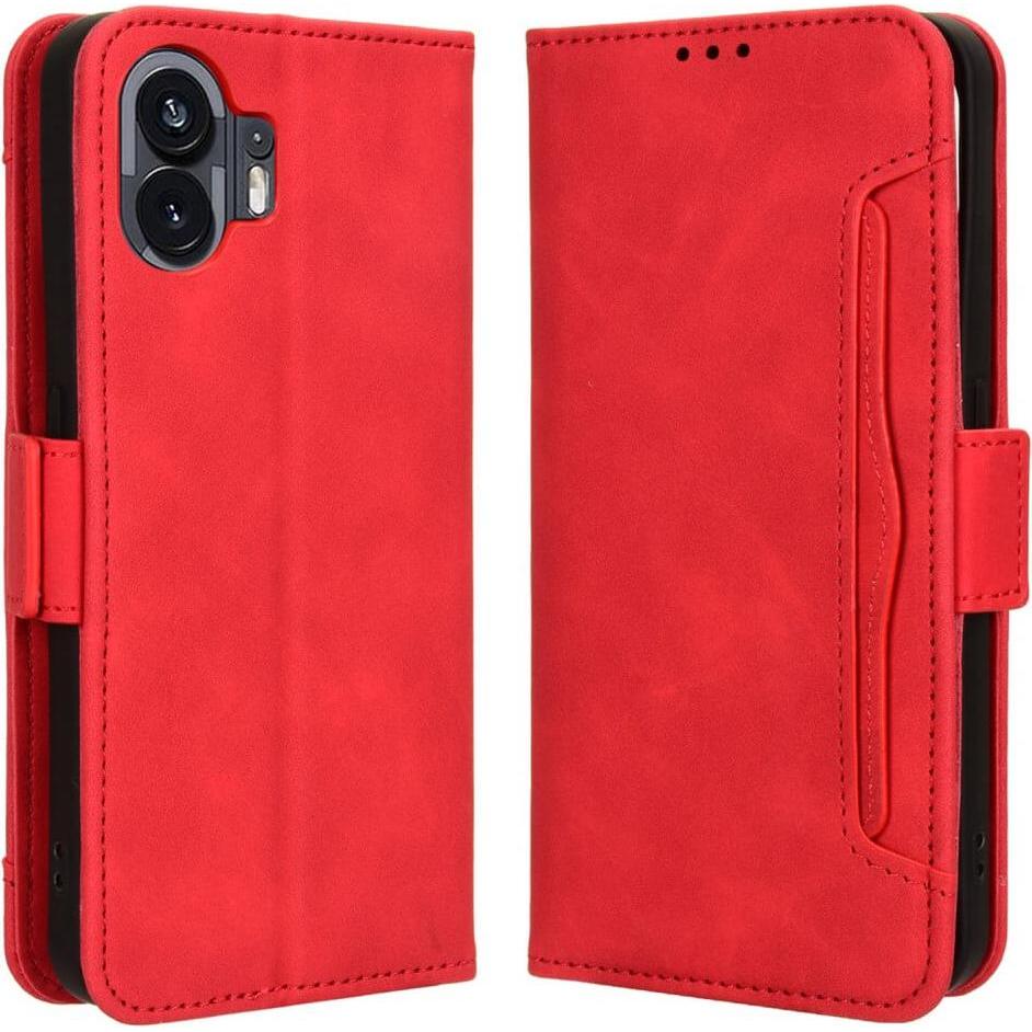 Cover-Discount Nothing Phone (2) - Etui mit vielen Kartenfächer rot (Nothing Phone (2)), Smartphone Hülle, Rot