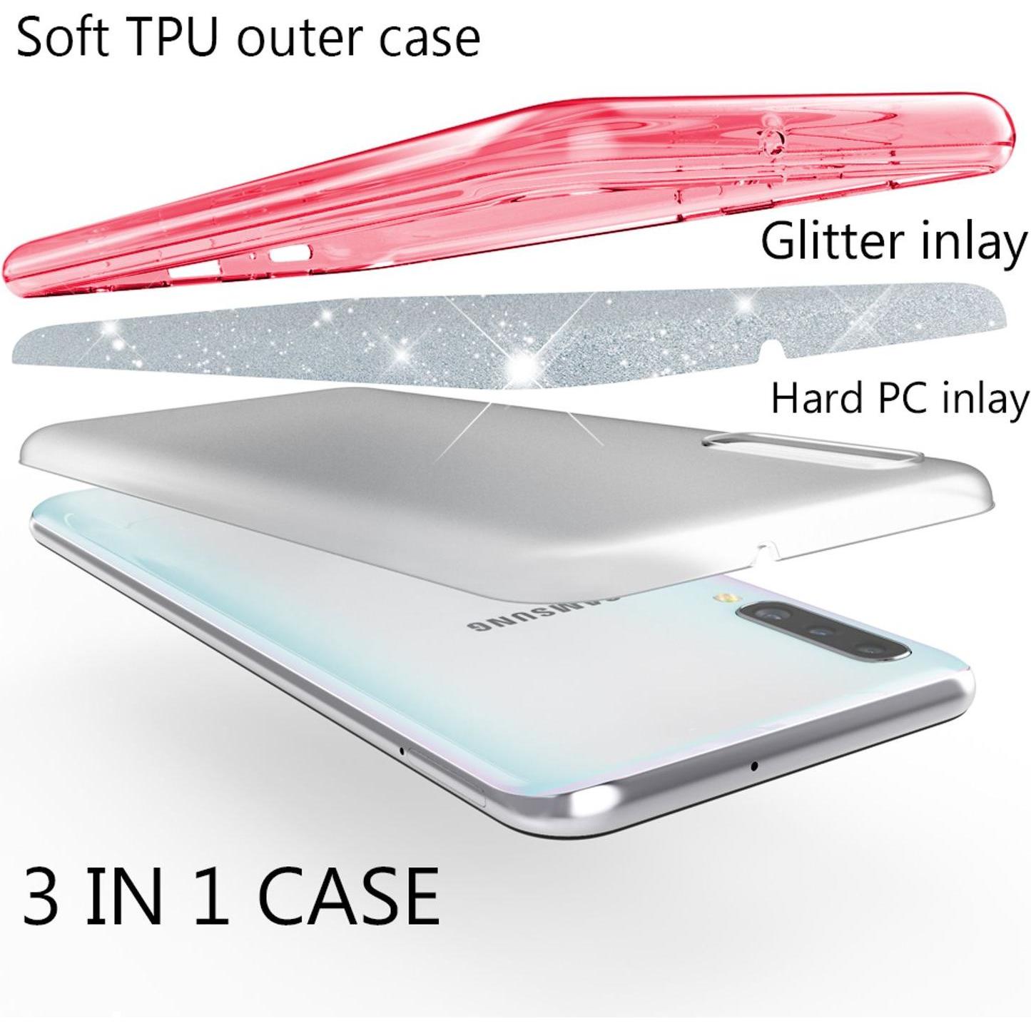 Thumbnail - Nalia Glitzer Hülle (Samsung Galaxy A50), Smartphone Hülle, Pink