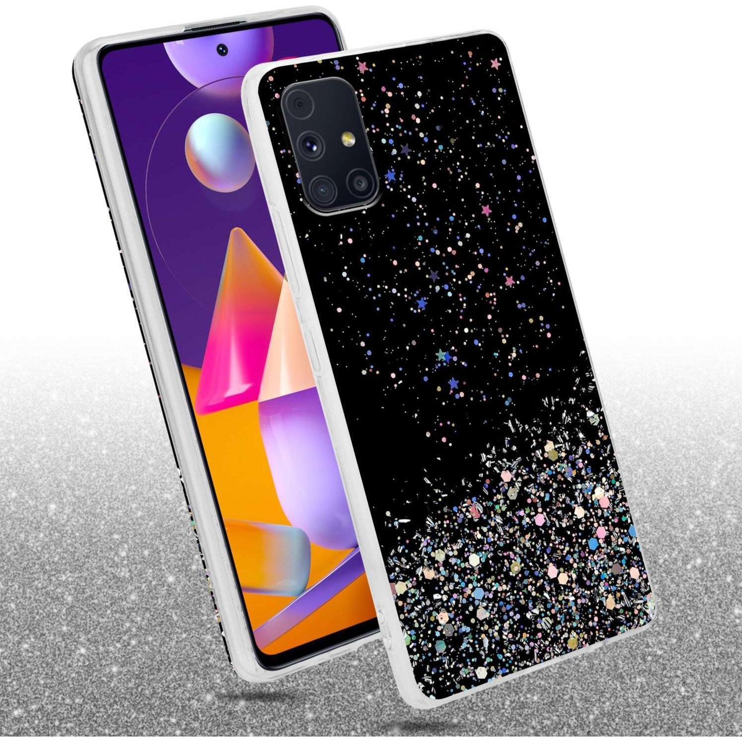 Thumbnail - Cadorabo TPU Hülle für Samsung Galaxy M31s mit Glitzer (Samsung Galaxy M31s), Smartphone Hülle, Schwarz