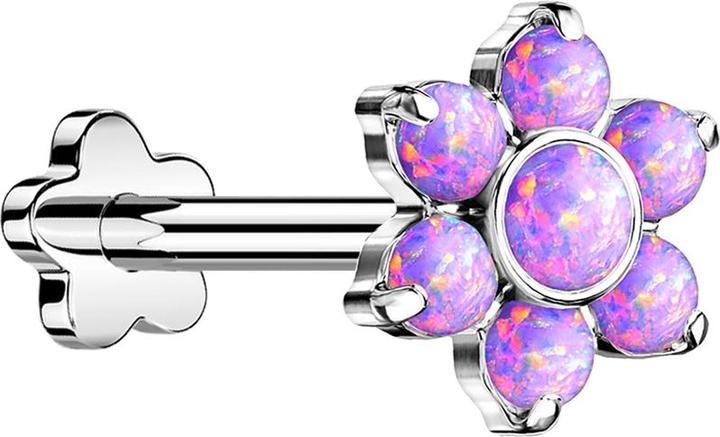 Immagine prodotto Star Piercing Micro Labret filo interno placcato oro sei sfere cinque cristalli argento (senza ottone, Titanio)