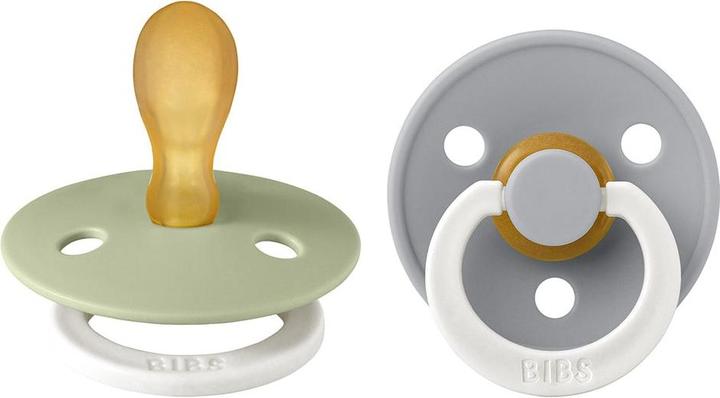 Actual product image Bibs Nuggi Colour 2 PACK Latex Symmetrical 0-6m Sage GLOW Cloud GLOW (2 x, up to 6 M.)