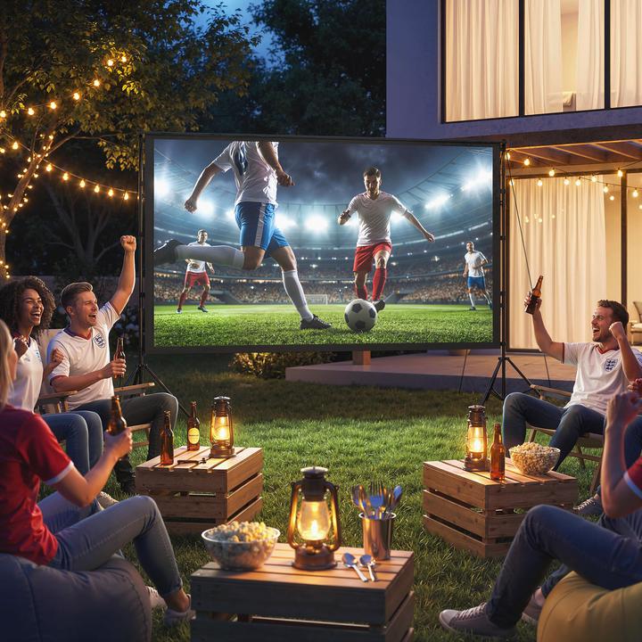 Actual product image Homcom Projektor-Leinwand Polyester, Aluminium Schwarz (120", 16:9)