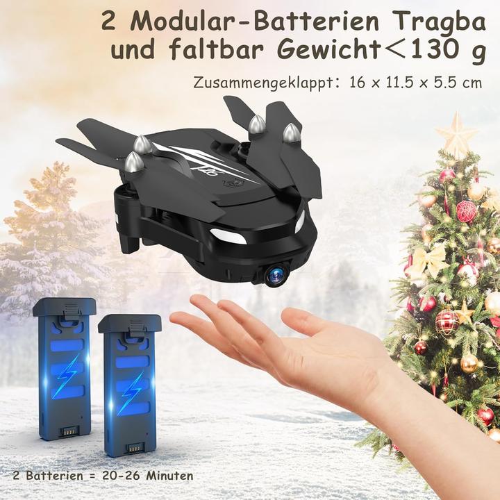 Produktbild Wipkviey T26 Drohne mit Kamera 1080P, faltbarer Quadrocopter, RC FPV (136 g)