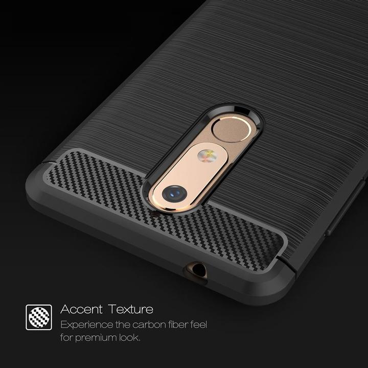 Actual product image König Design Nokia 5.1 Case Carbon Fiber Optic Brushed Protective Cover Bumper Case Cover Black (Nokia 5.1)