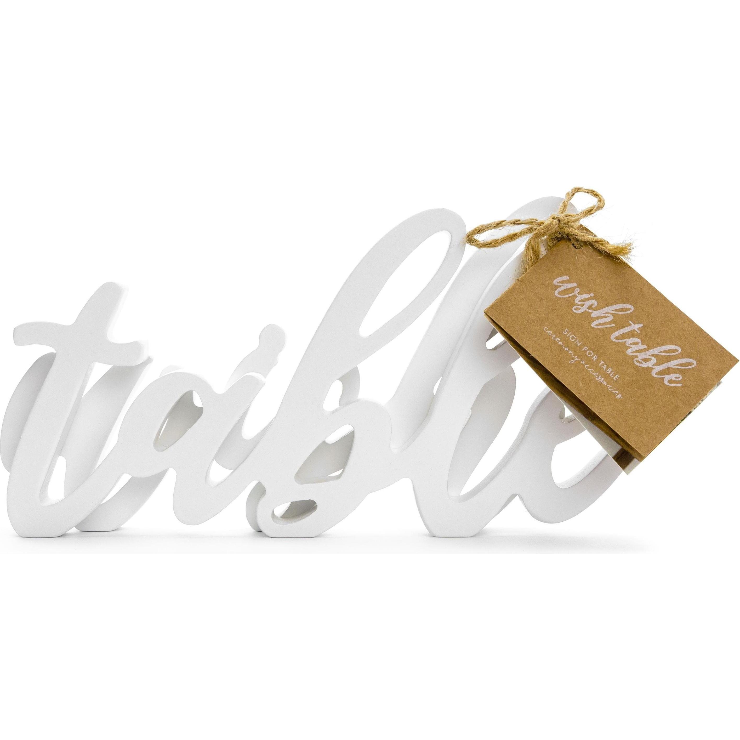 Partydeco Partyaccessoire Holzschrift wish table 40 x 10 cm, Weiss