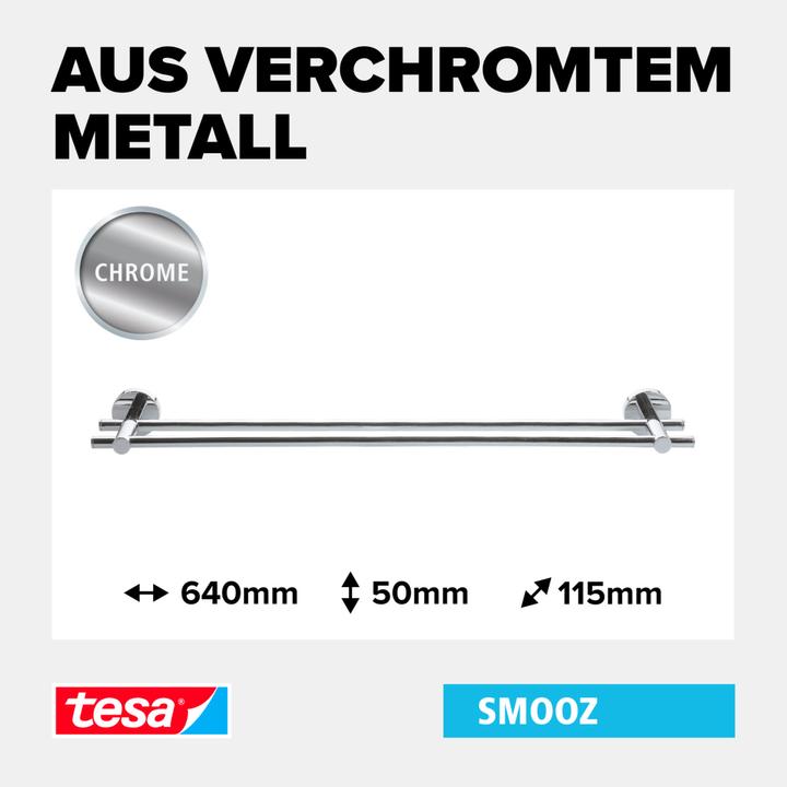 Actual product image tesa SMOOZ Towel rail two-arm incl. adhesive solution without drilling