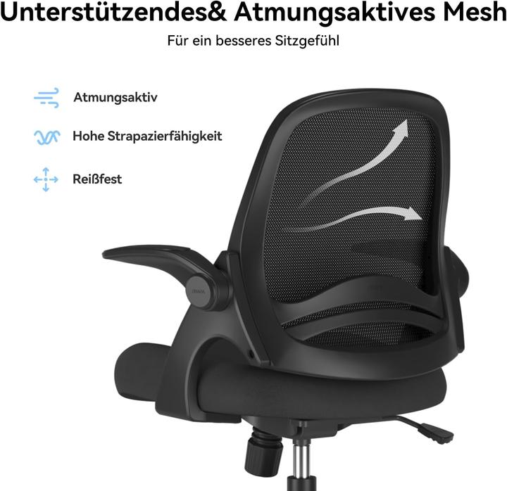 Produktbild Hbada Schreibtischstuhl Schwarz (42.50 - 52.50 cm)