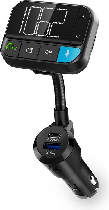 Nedis Car Audio FM Transmitter | Gooseneck | Handsfree | 2 " | Black and White Monitor | Bluetoot