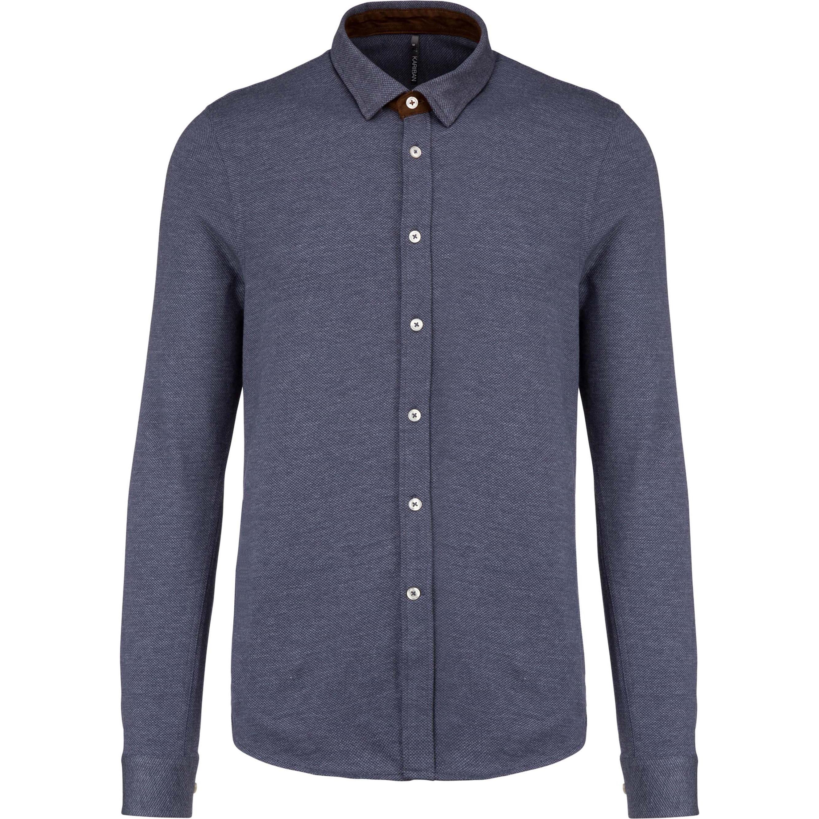 Kariban, Herren, Hemd, Jacquard, Blau, (XL)