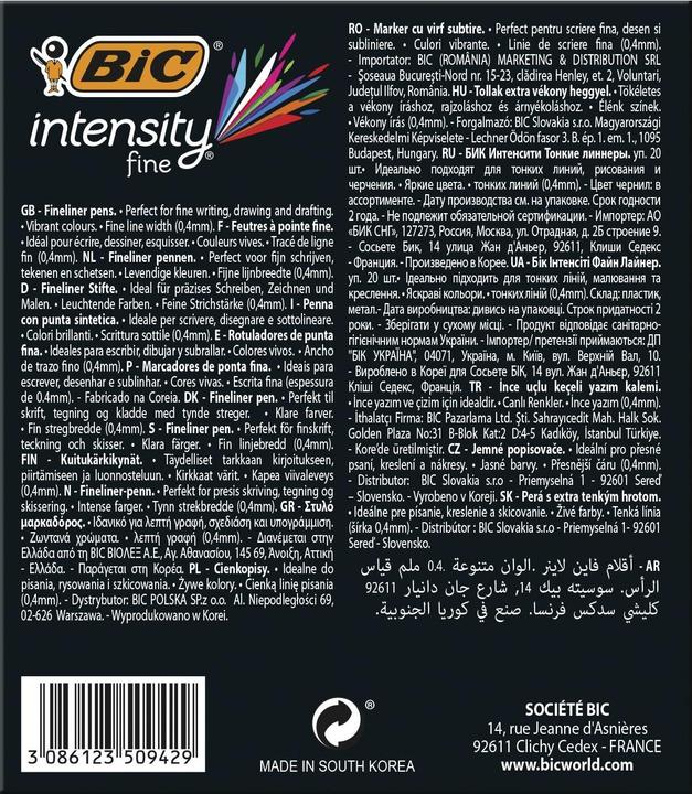 Productafbeelding Bic INTENSITEIT FIJN - fijne pen (Veelkleurig, 20 x)