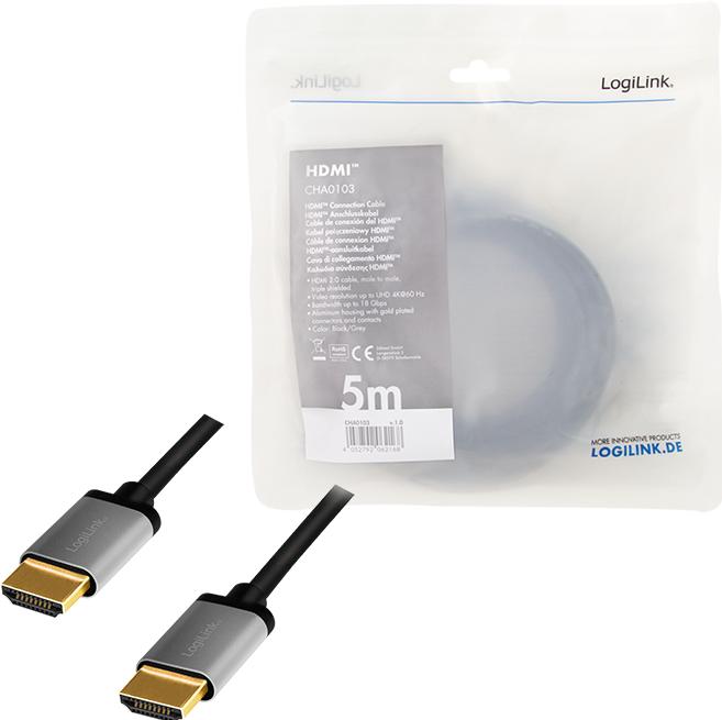 Actual product image LogiLink HDMI-A – HDMI-A (5 m, HDMI, 2.0)