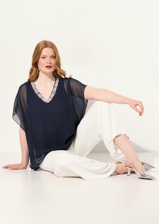 Immagine prodotto Ulla Popken Blusa a doppio strato di chiffon con scollo a V e mezze maniche (54)
