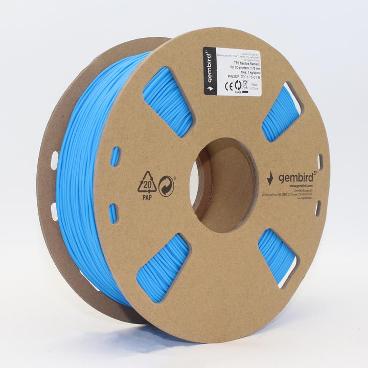Actual product image Gembird 3DP-TPE1.75-01-B Filament TPE FLEXIBLE Mėlyna | 1,75mm | 1kg (TPE, 1.75 mm, 1450 g)