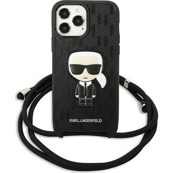 Thumbnail - Karl Lagerfeld Monogram Leather Patch and Cord Iconik - Etui iPhone 13 Pro Max (Apple iPhone 13 Pro Max), Smartphone Hül...