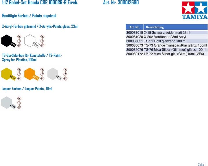 Immagine prodotto Tamiya Set di forcelle modello moto